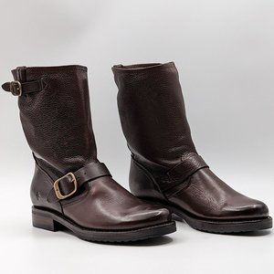 Frye Women Veronica Slouch Dark Brown Leather Mid Calf Boots Size 8.5